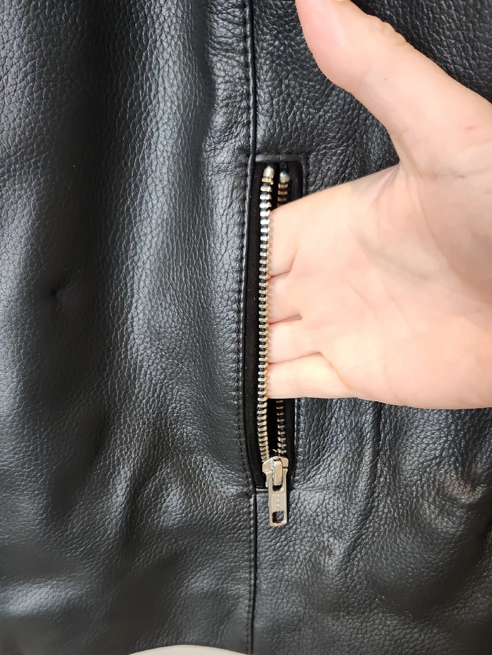 NWT‎ Tan & Brun Genuine Leather Moto Jacket In Black Size Large 40